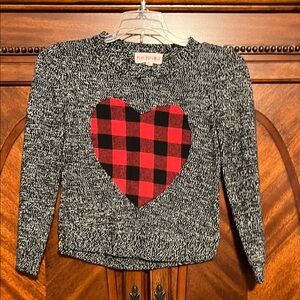 Pink Republic Girl’s Black and Red Plaid Heart Sweater